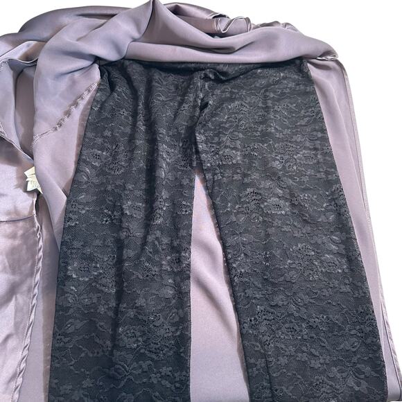 Zara Satin Effect Midi Skirt Slit with Lace Leggings Lining Gray S Whimsigoth - Picture 11 of 16